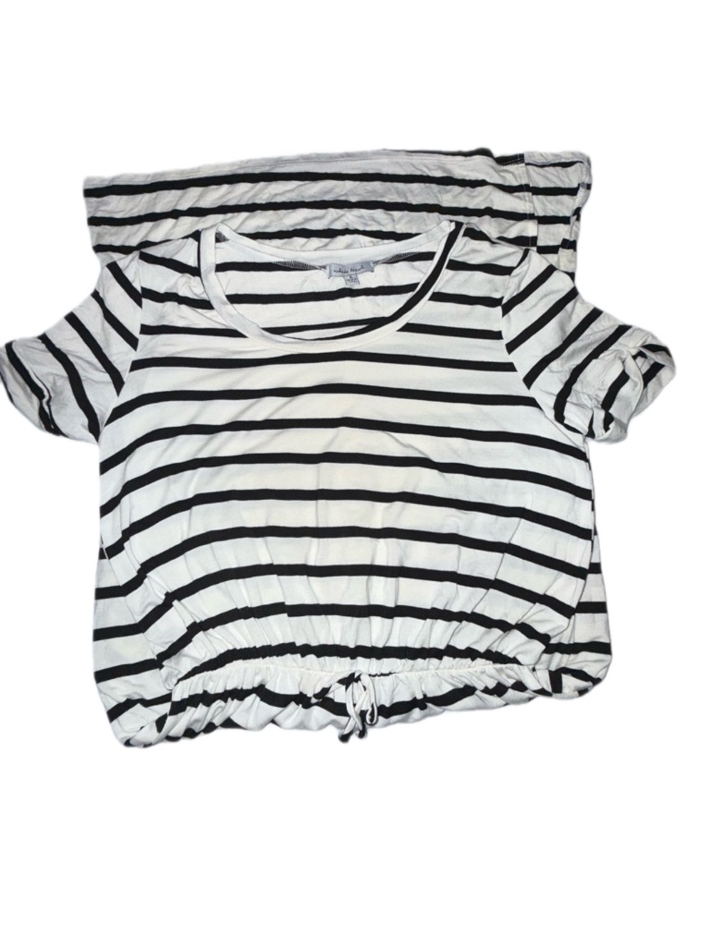 White Birch Striped Midi Dress Small Black White Rayon Elastic Waist Casual USA - Picture 5 of 9